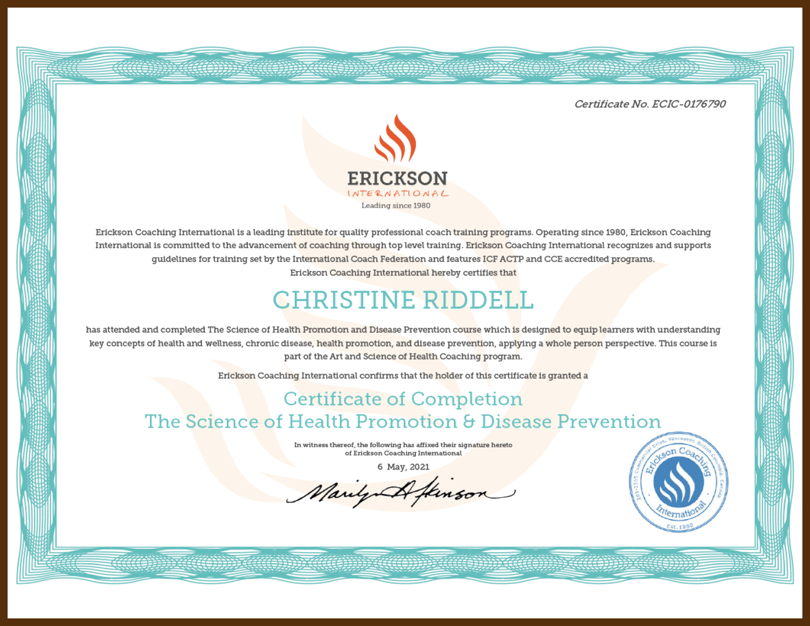 Erickson Health Promotion & Disease Prevention - 2021