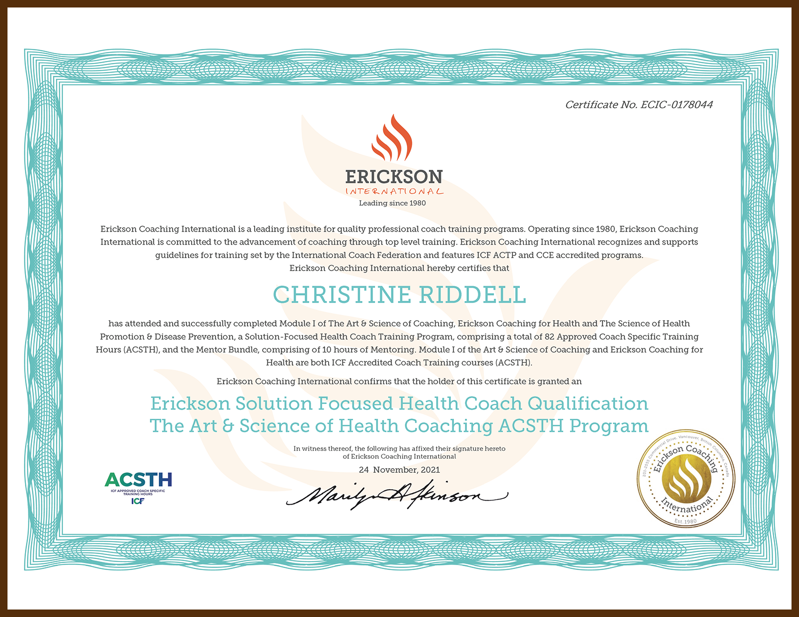 Health Coach Certification - 2021